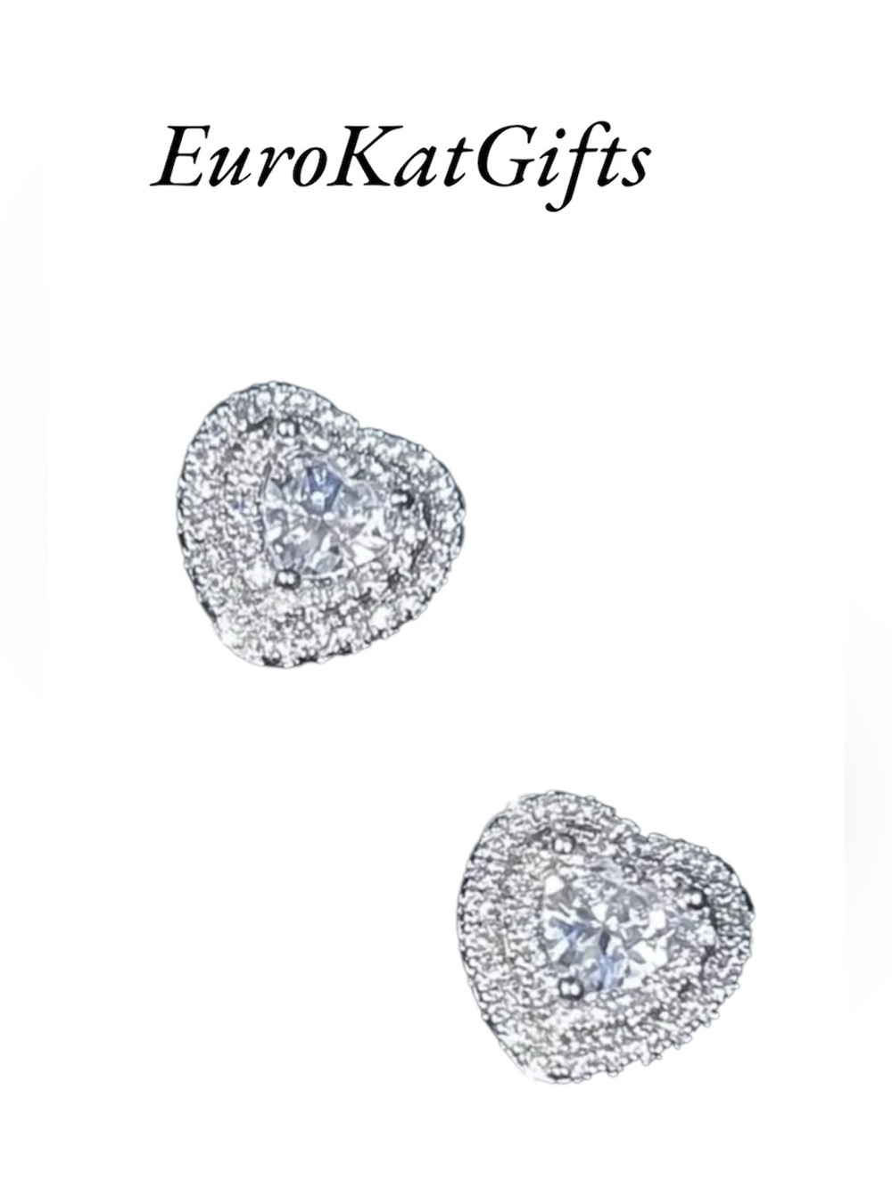 J. CREW Heart Halo Crystal Stud Earrings - Silver-tone NEW - Picture 7 of 7
